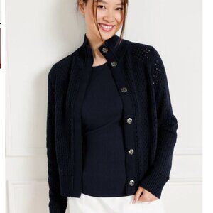 Navy Blue Coolmax Snap Button Sweater Jacket Talbots XL